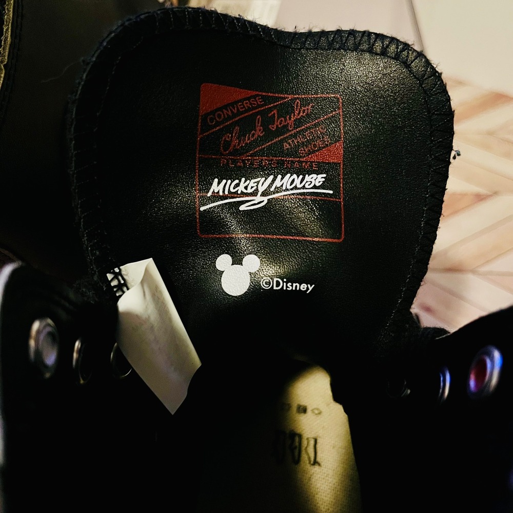 Kith x Disney Converse Men 10 Wmn 12 Black Leather Mickey Mouse Timeline 167508C - Picture 9 of 11
